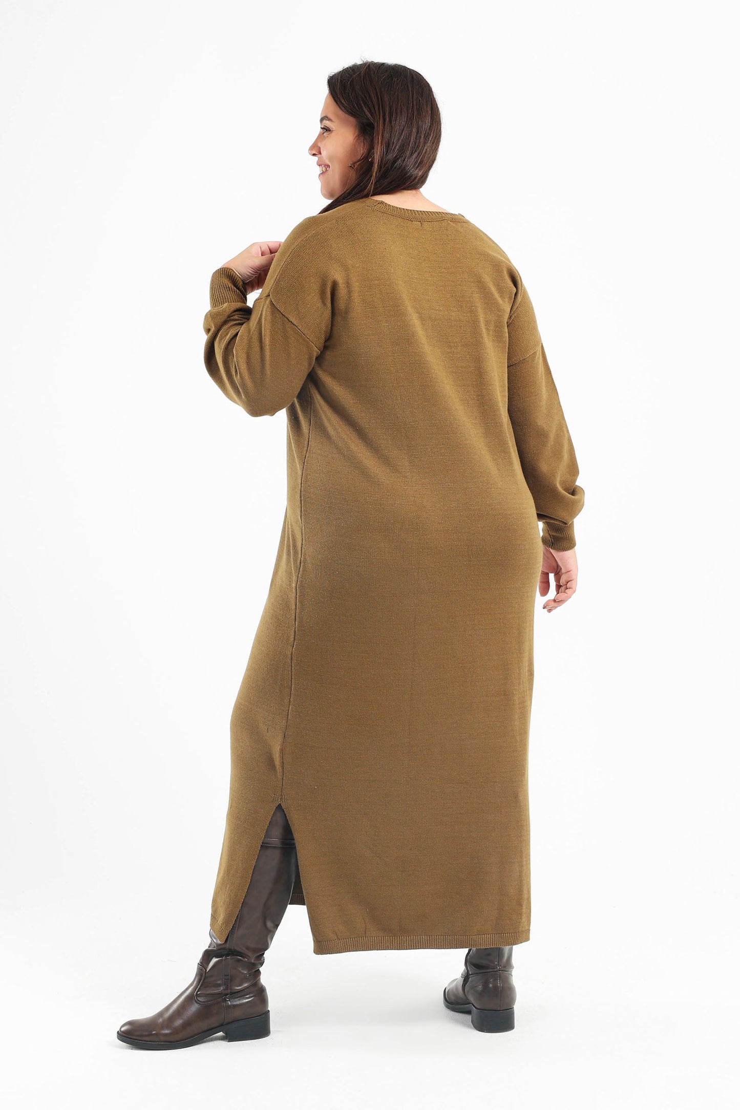 Wool V-Neck Dress