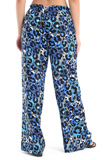 Blue Leopard Printed Pants