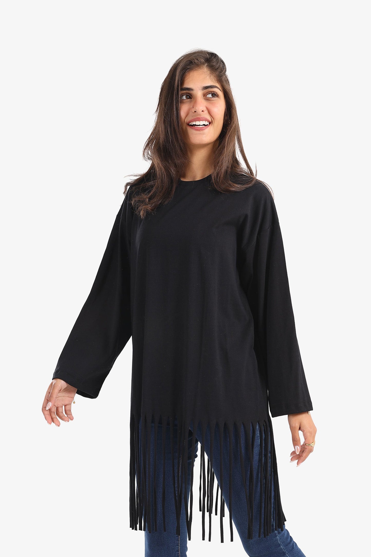 Relaxed Fit T-Shirt with Fringes