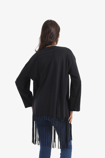 Relaxed Fit T-Shirt with Fringes