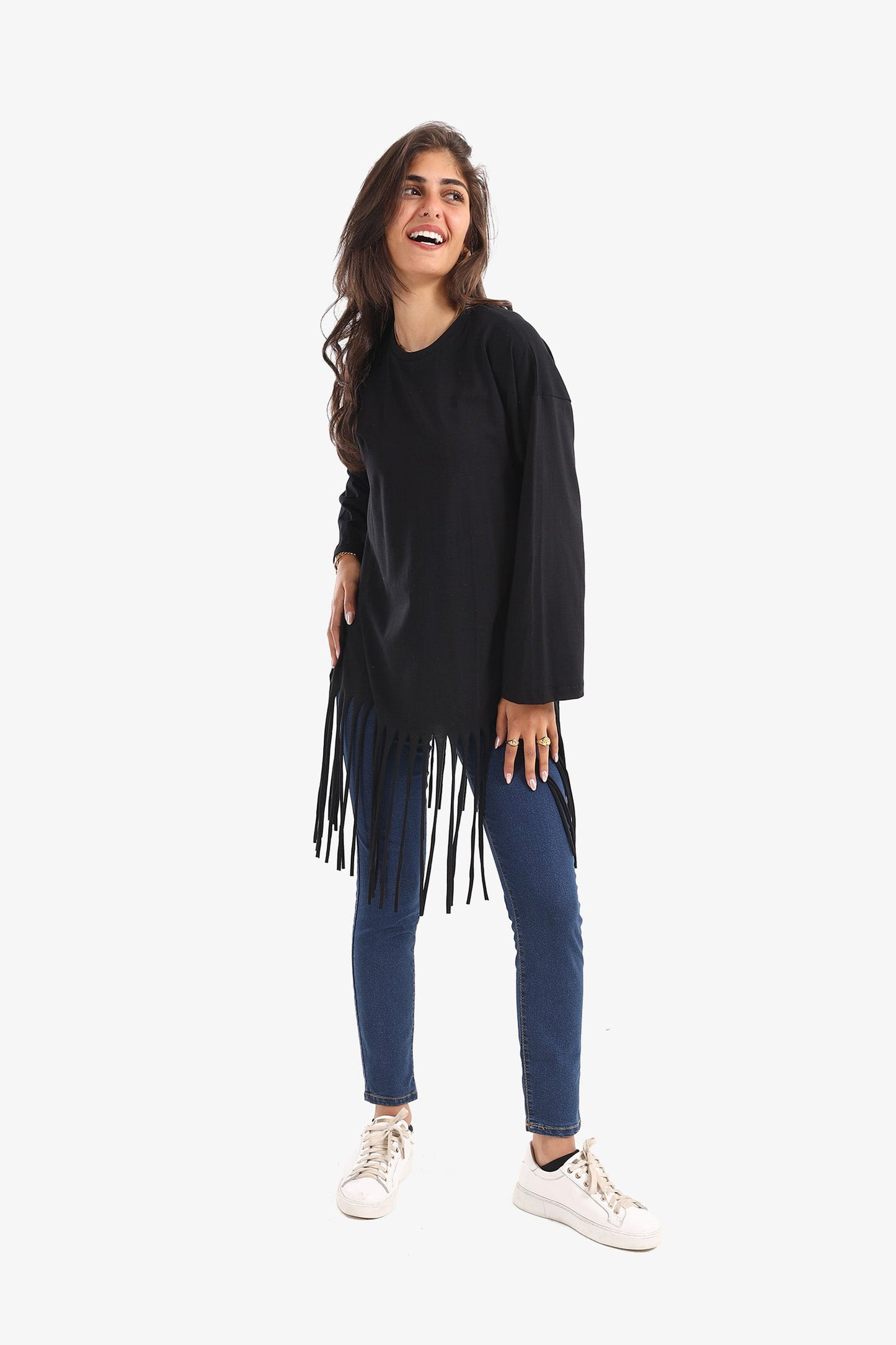 Relaxed Fit T-Shirt with Fringes