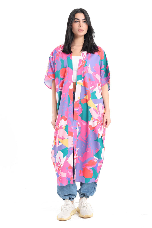 Flowery Short Sleeves Kimono