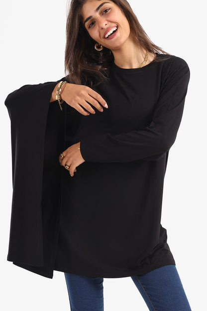 Plain Blouse with Batwing Sleeve