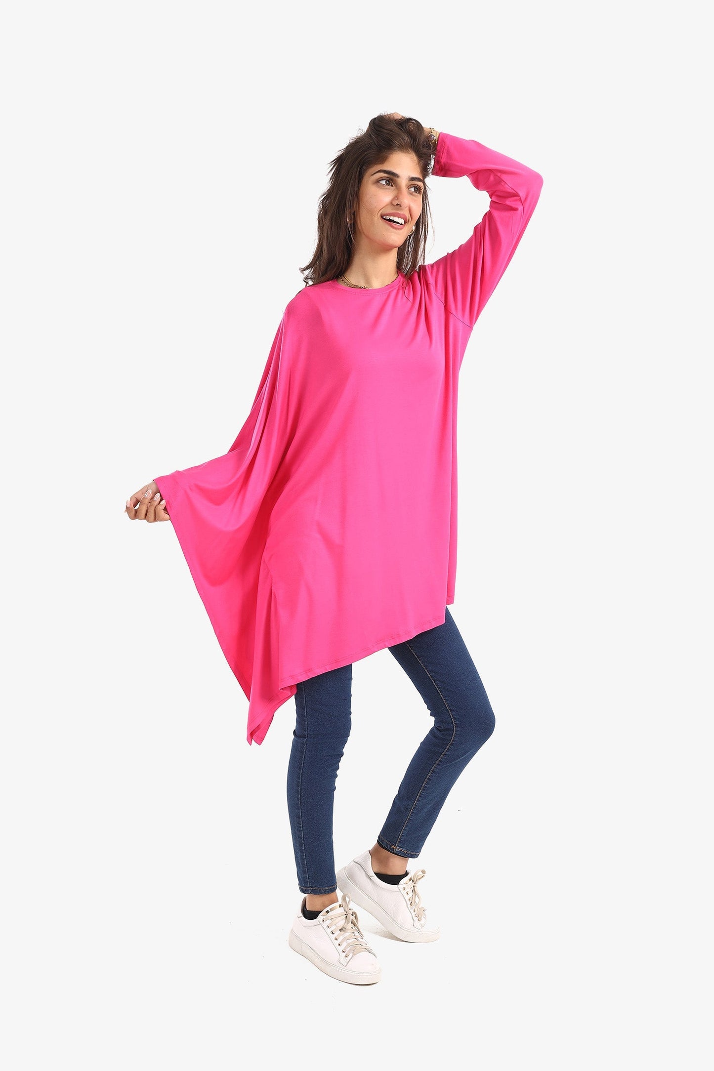 Plain Blouse with Batwing Sleeve