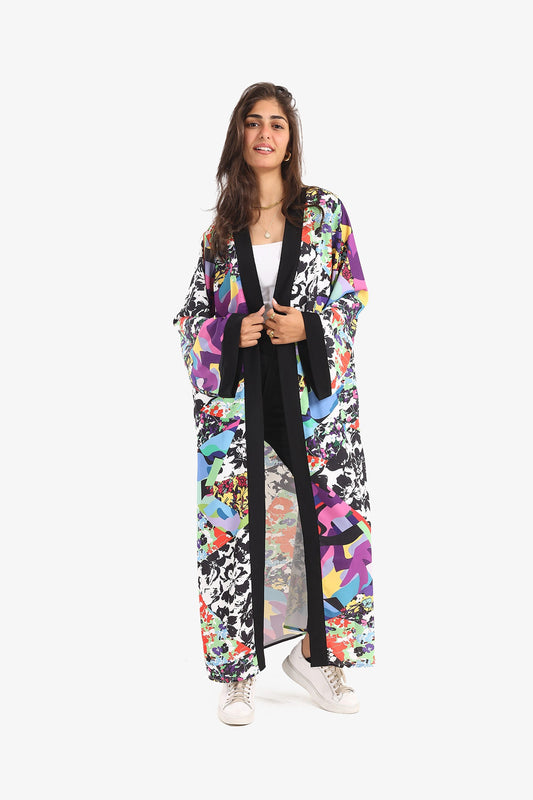 Printed Straight Hem Kimono