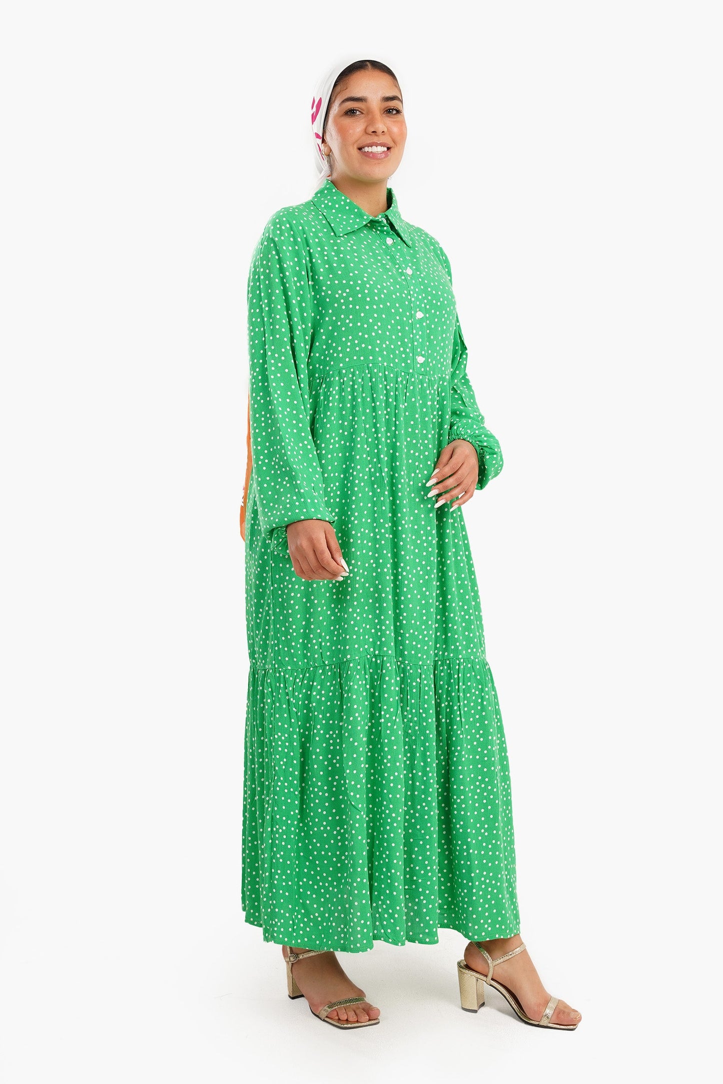 Dotted Green Dress