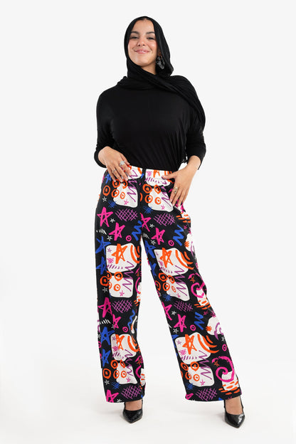 High Waist Printed Pants