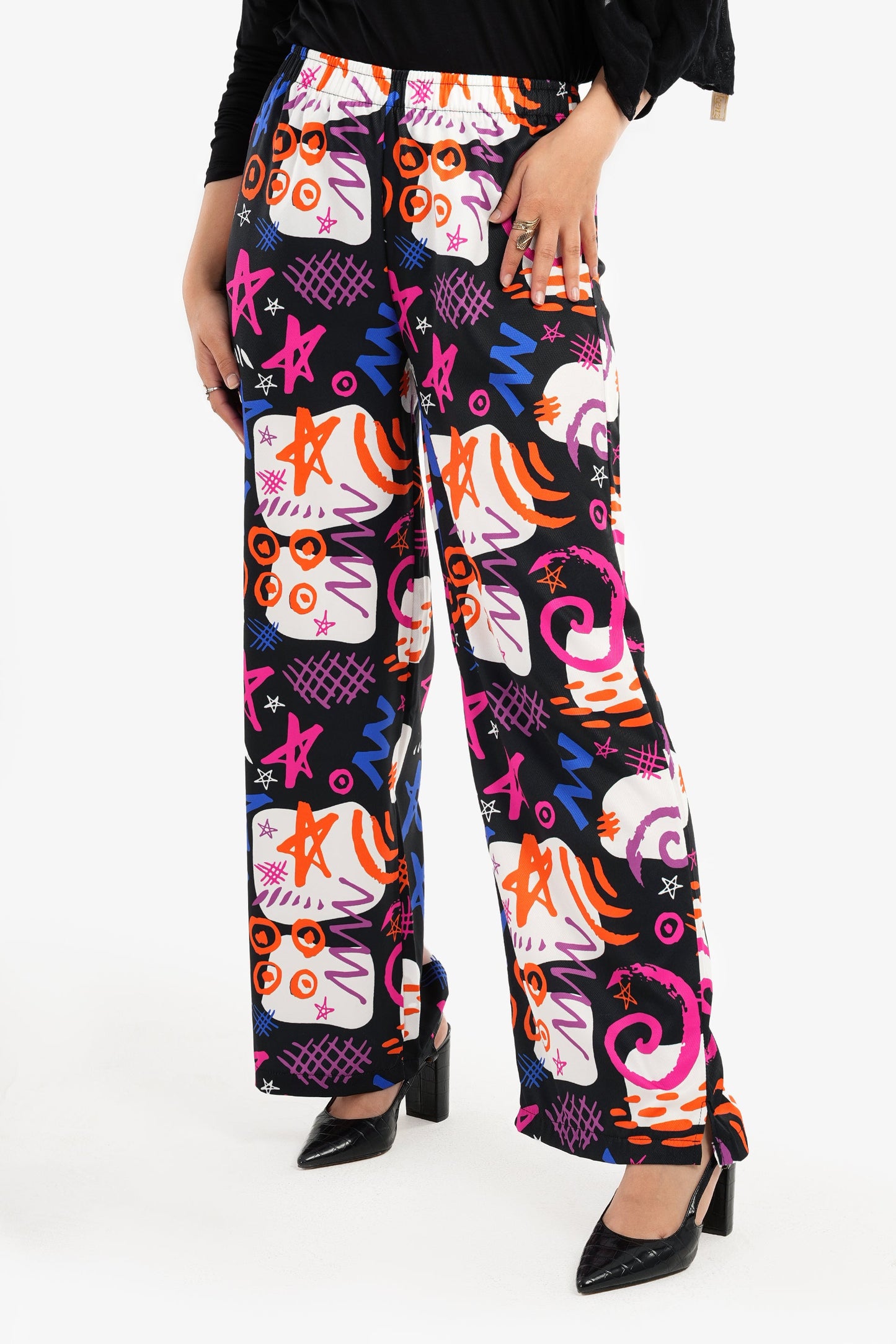 High Waist Printed Pants