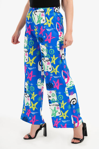 High Waist Printed Pants