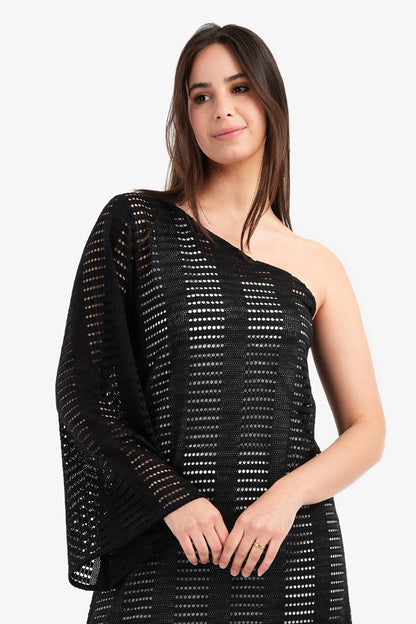 One Shoulder Fishnet Dress