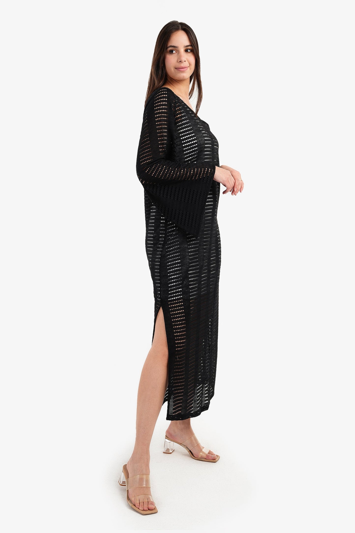 One Shoulder Fishnet Dress