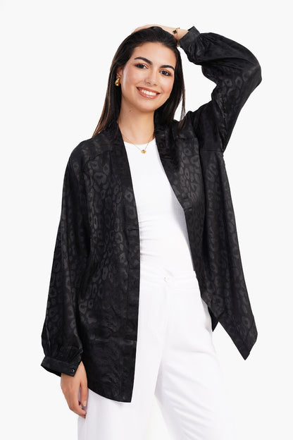 Open Front Satin Cardigan