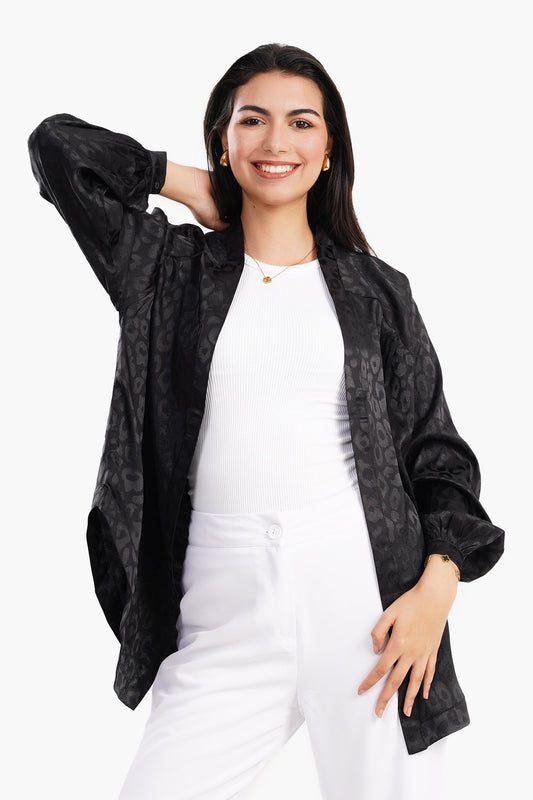 Open Front Satin Cardigan