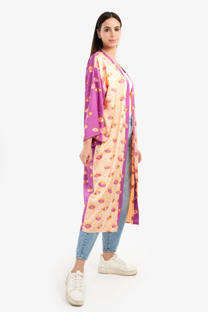 Color Block Satin Kimono