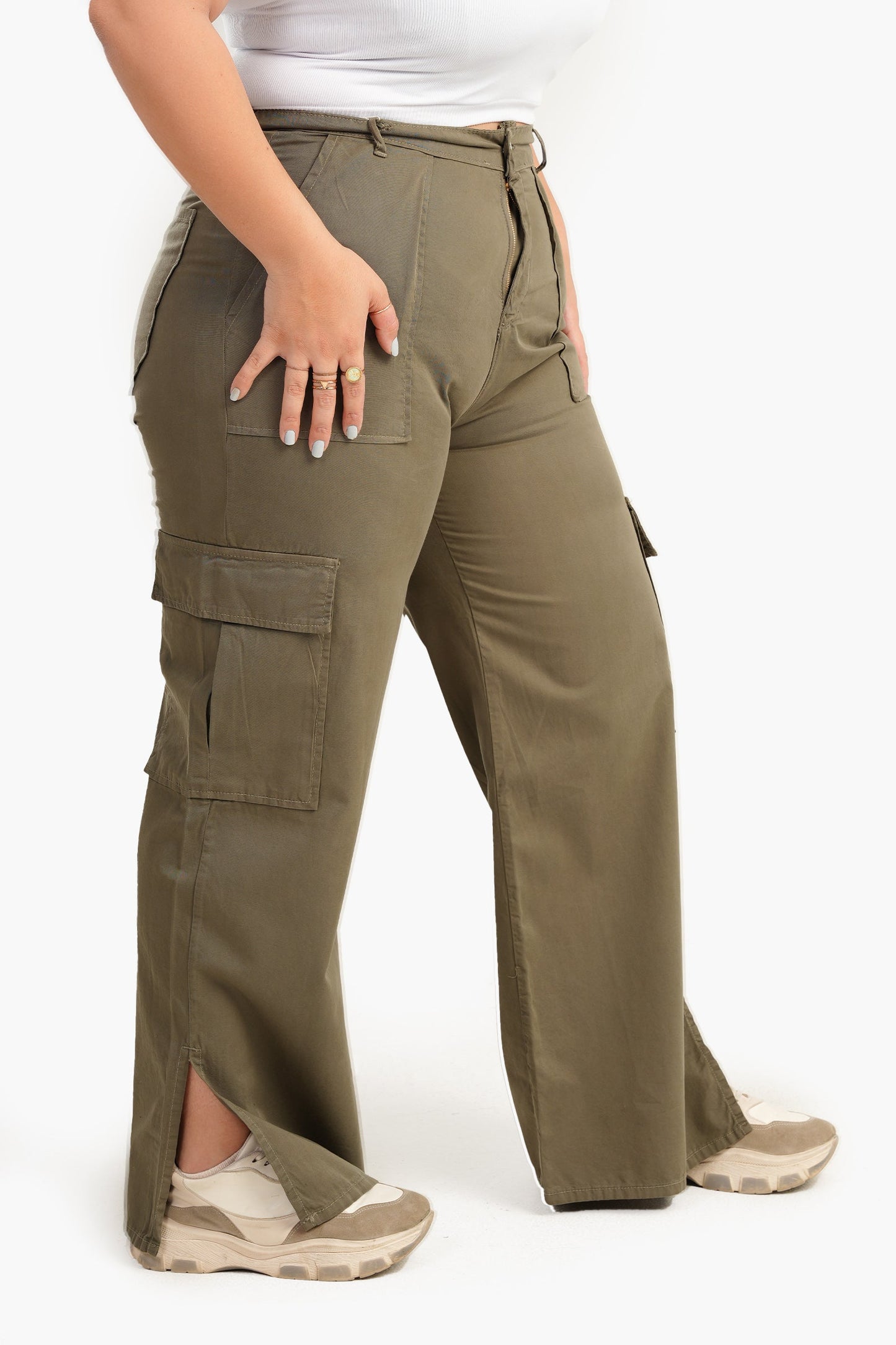 Linen Baggy Pants with Slits