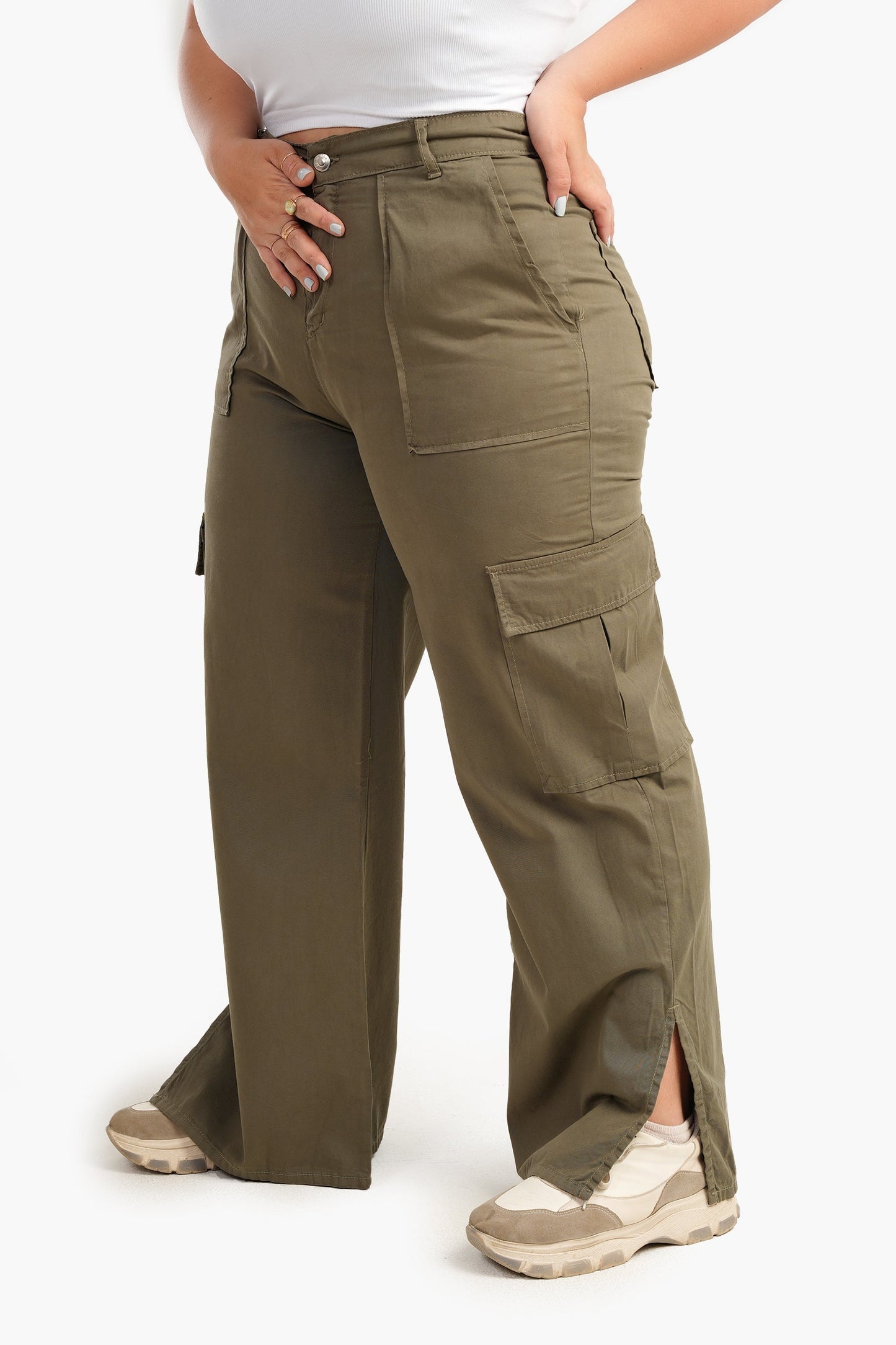 Linen Baggy Pants with Slits