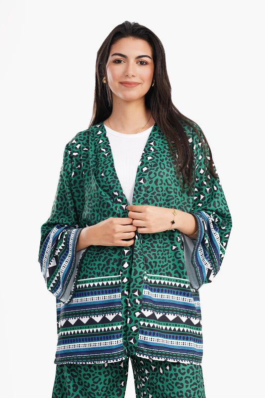 Green All Over Print Kimono