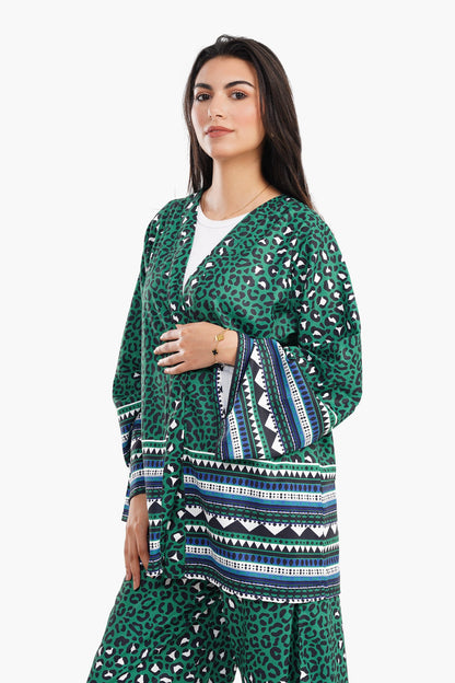 Green All Over Print Kimono