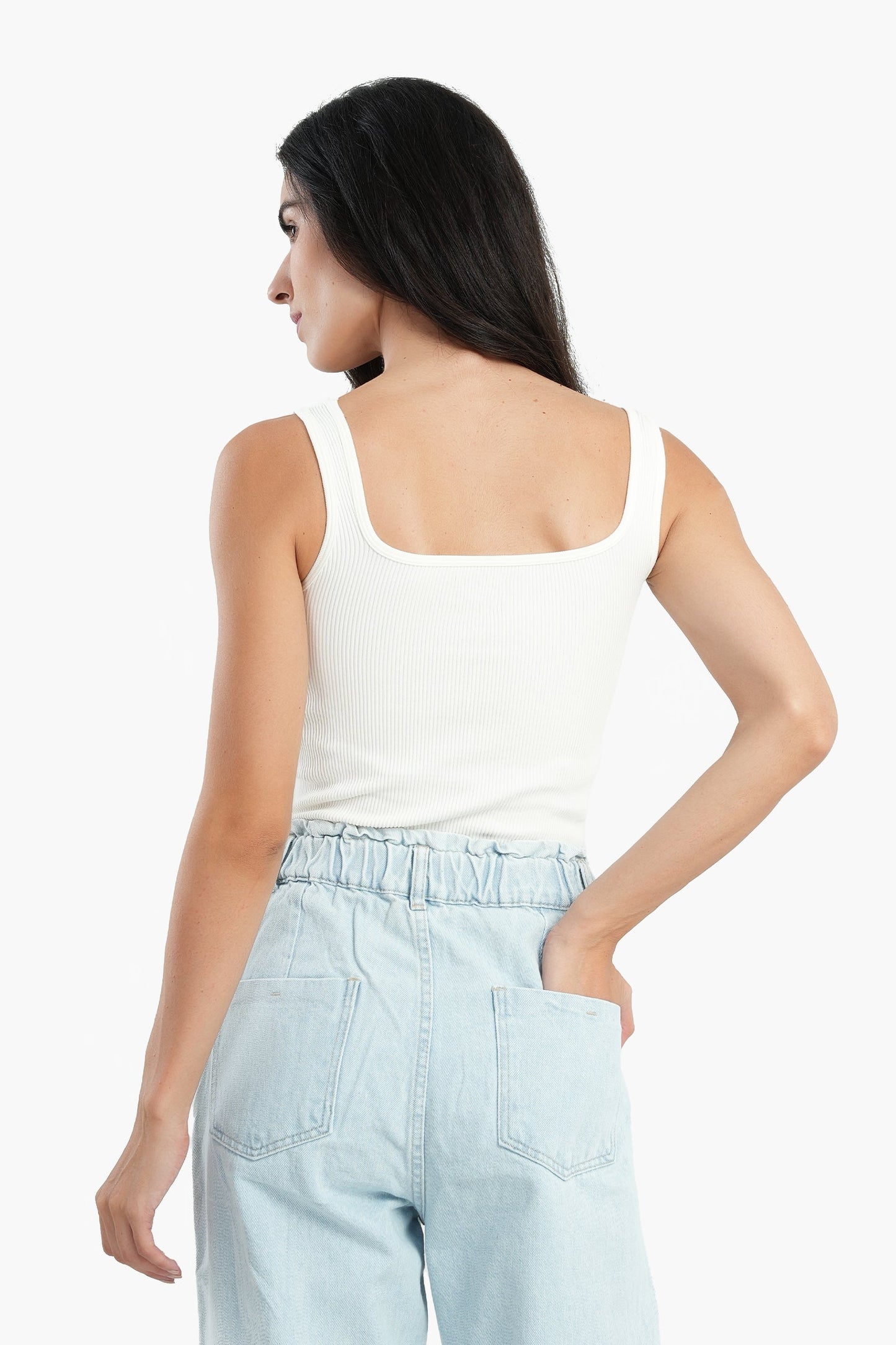 Ribbed Square Neck Top