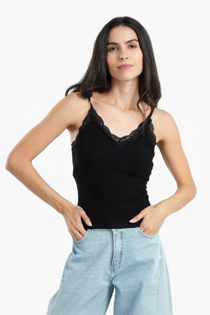 Sleeveless Top with Lace