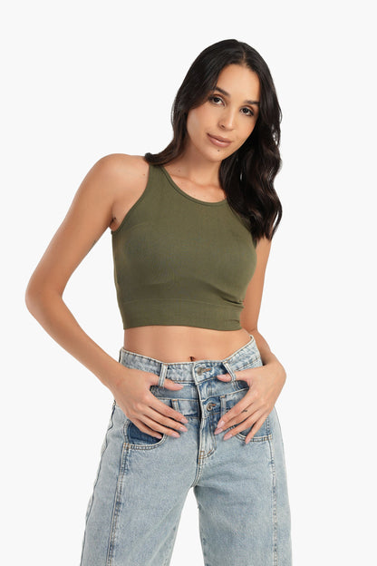 Sleeveless Ribbed Crop Top