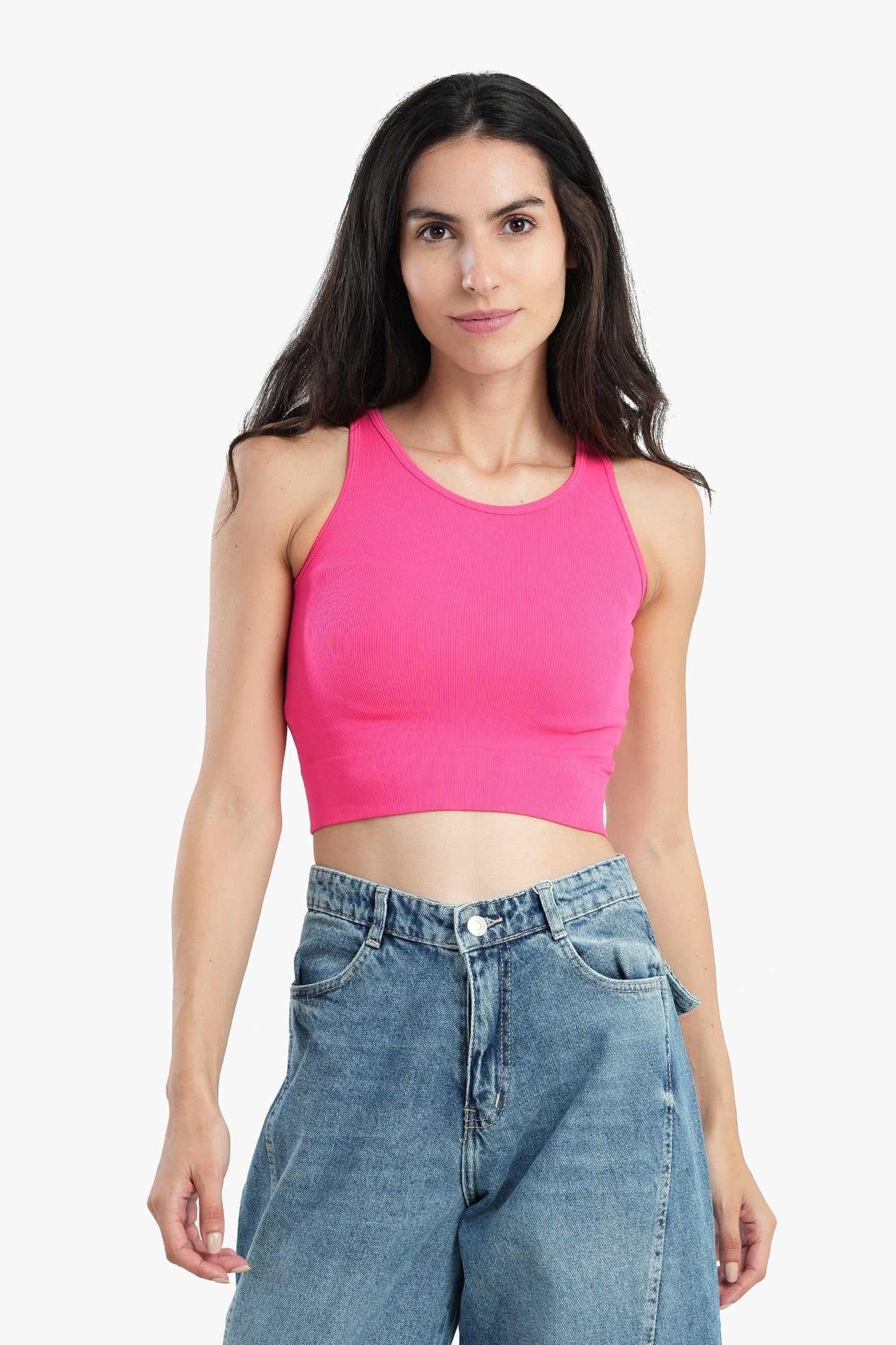 Sleeveless Ribbed Crop Top