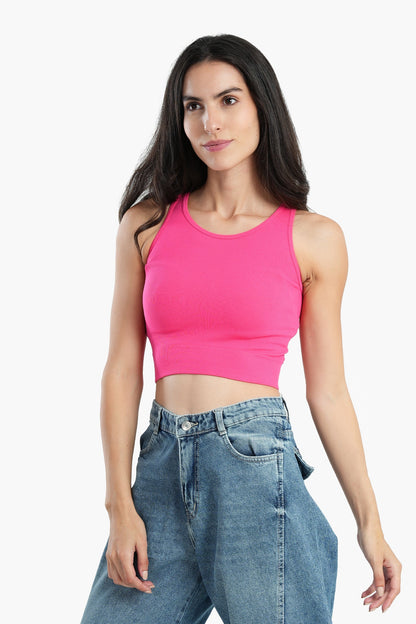 Sleeveless Ribbed Crop Top