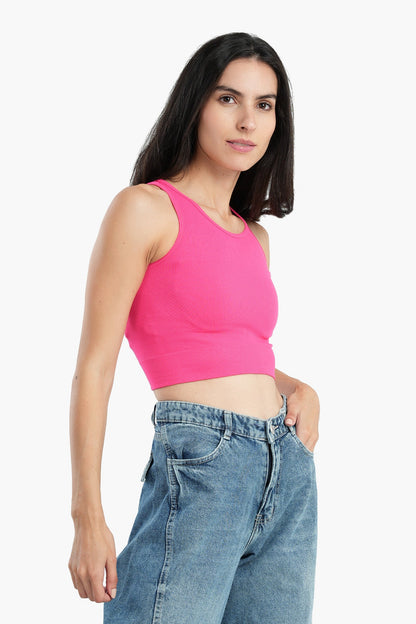 Sleeveless Ribbed Crop Top