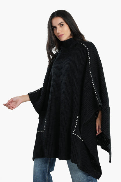 Knitted Black Poncho