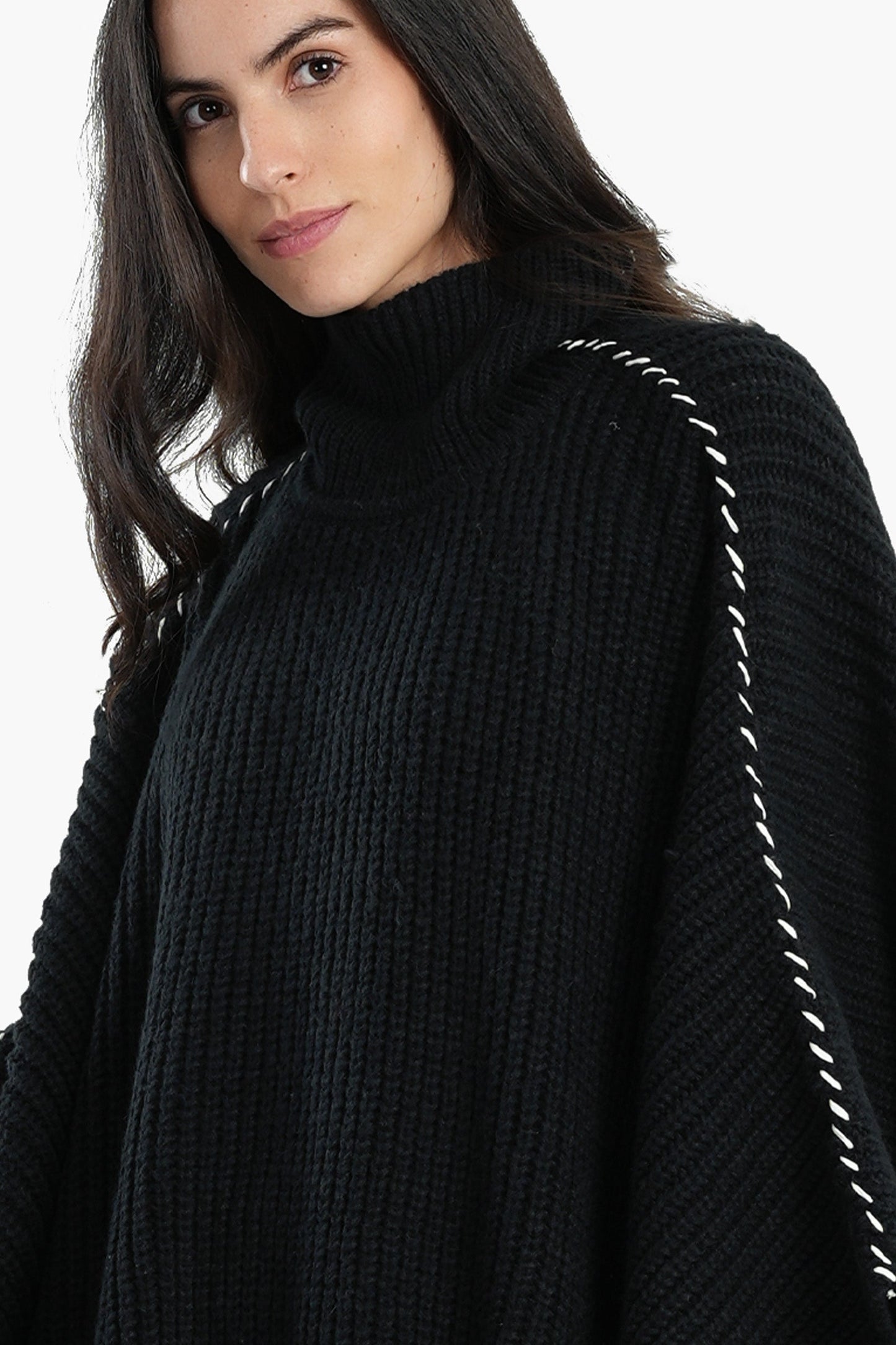 Knitted Black Poncho