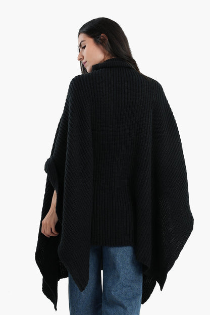 Knitted Black Poncho