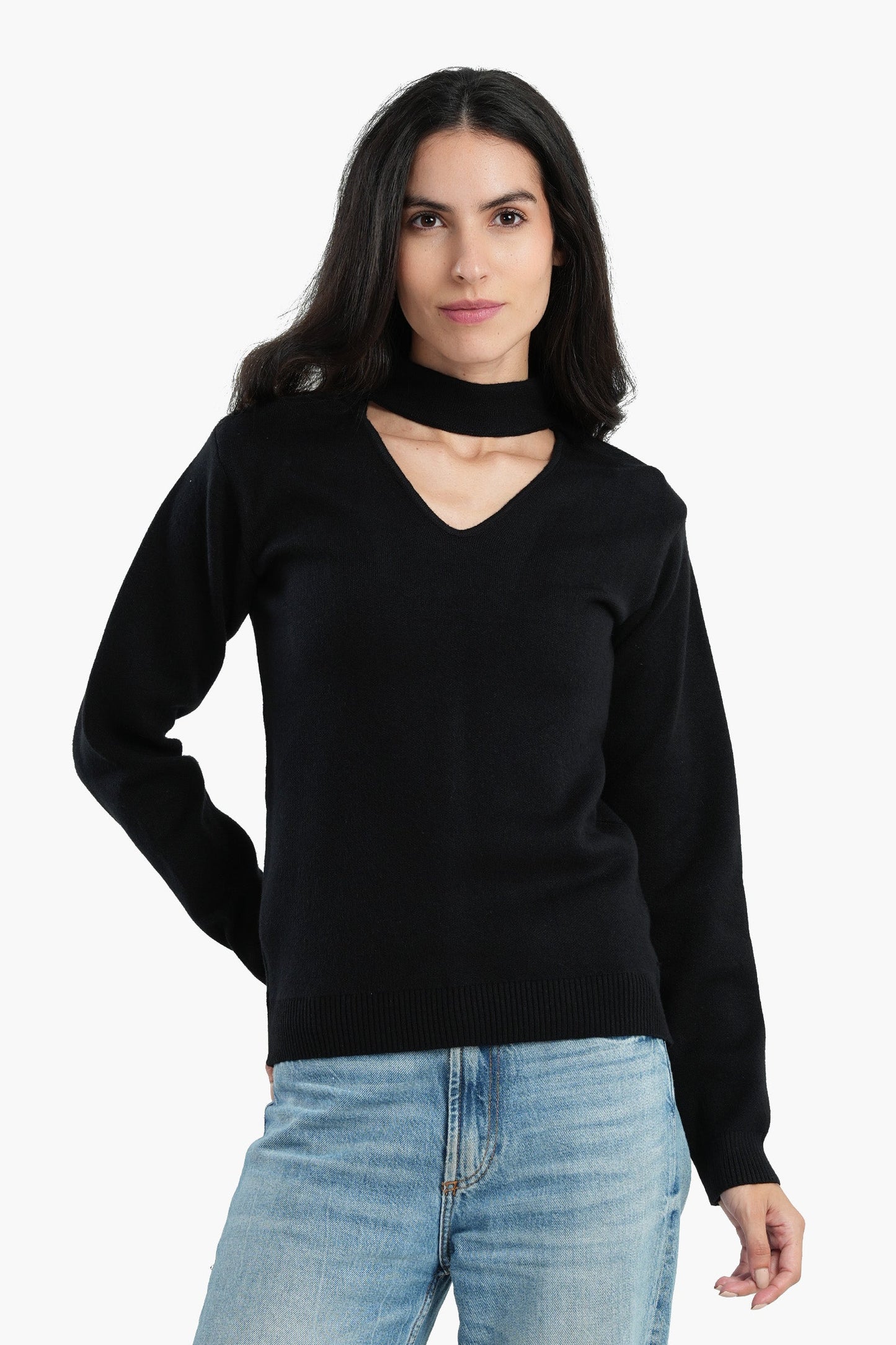 Choker Neck Knitted Jumper