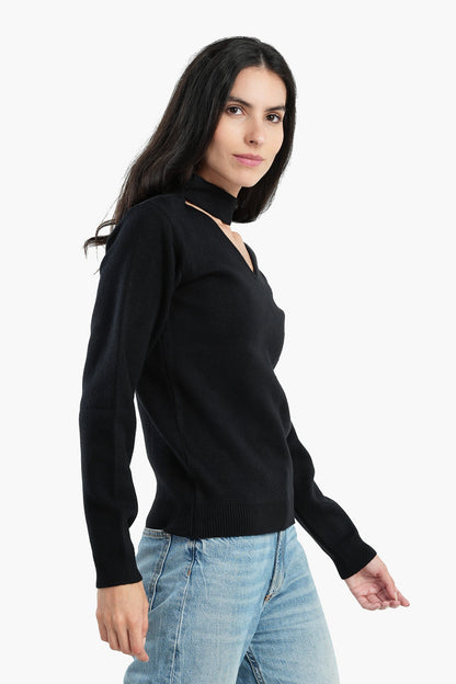 Choker Neck Knitted Jumper