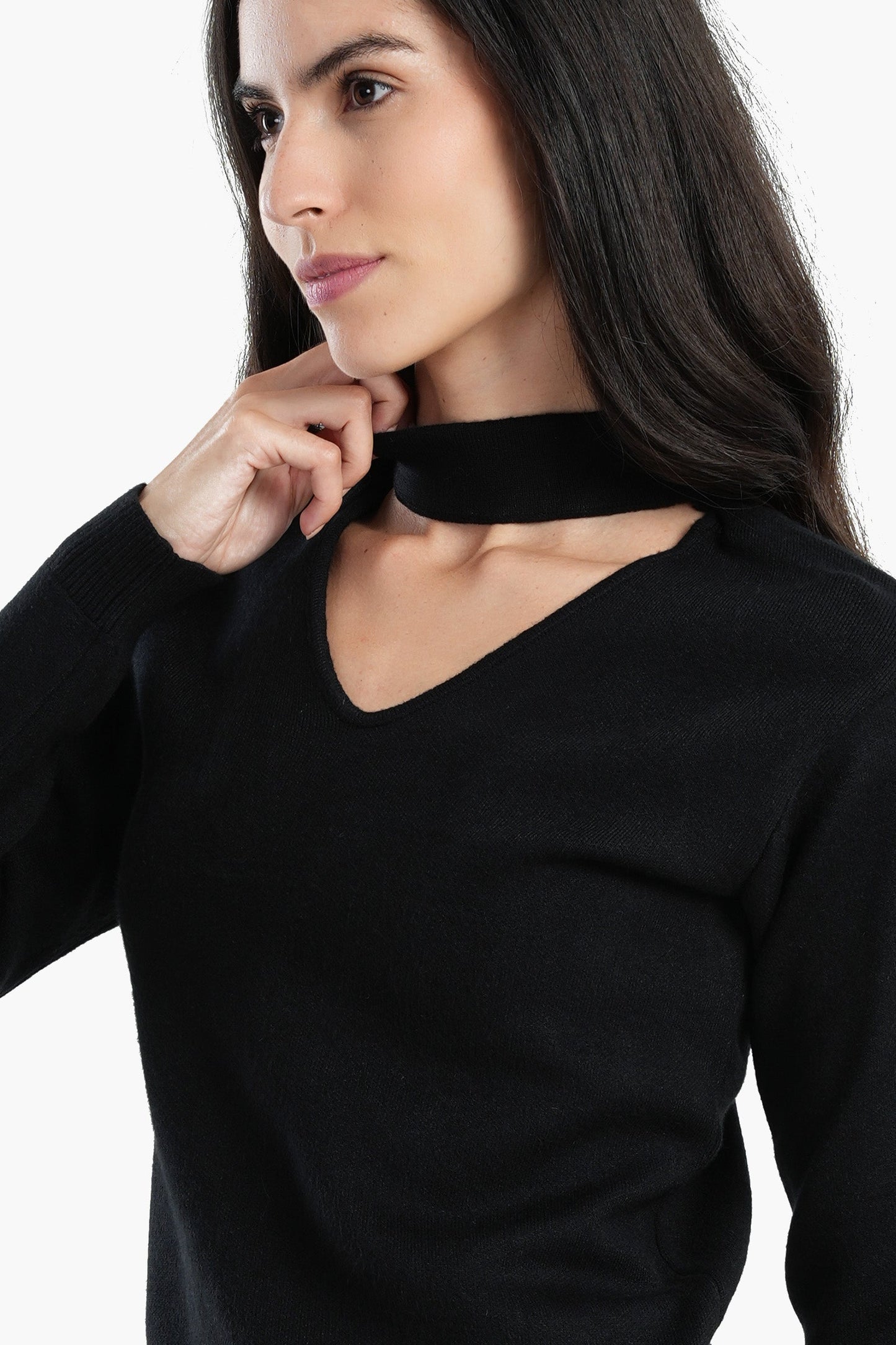 Choker Neck Knitted Jumper