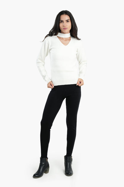 Choker Neck Knitted Jumper