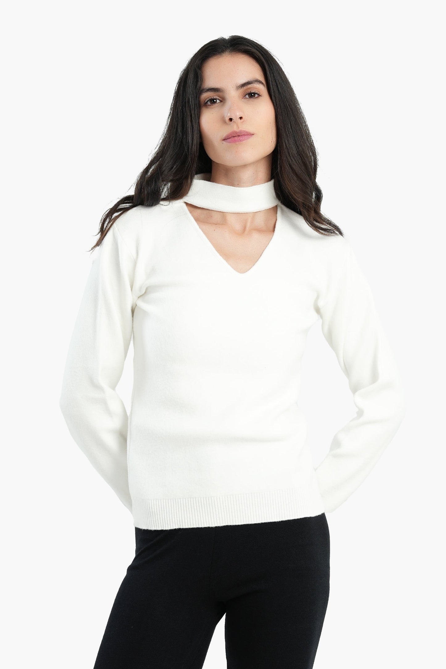 Choker Neck Knitted Jumper