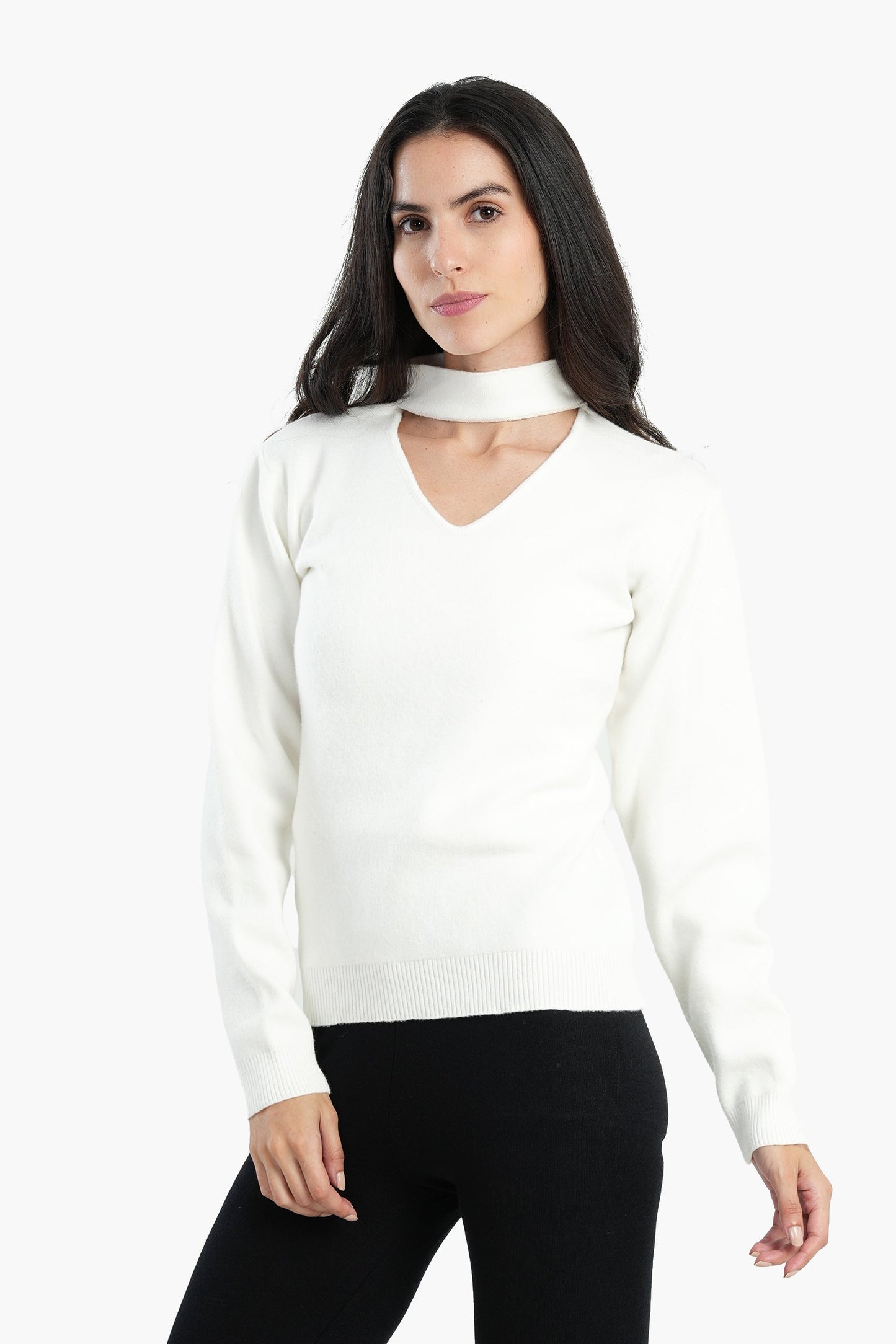 Choker Neck Knitted Jumper