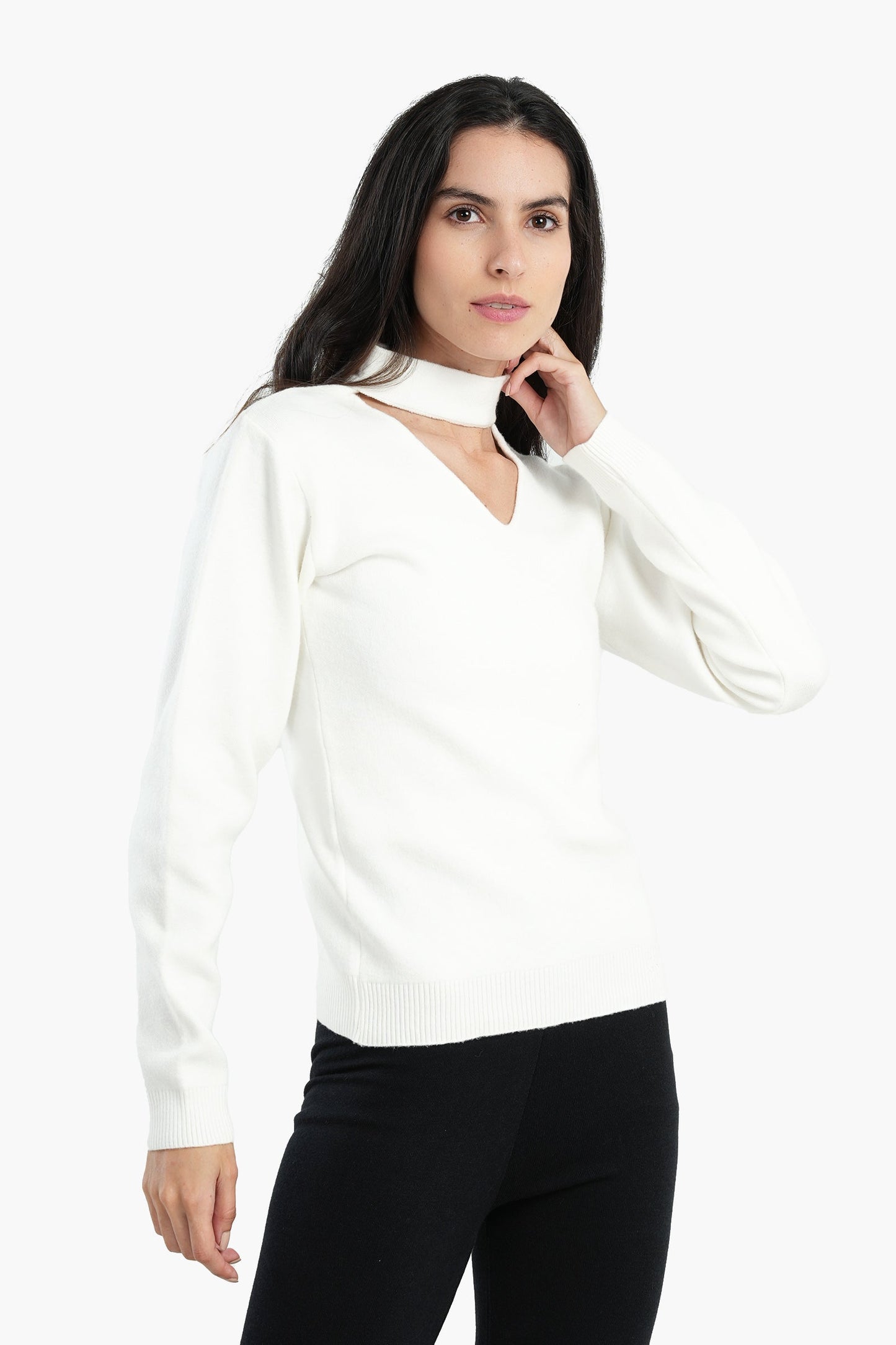 Choker Neck Knitted Jumper