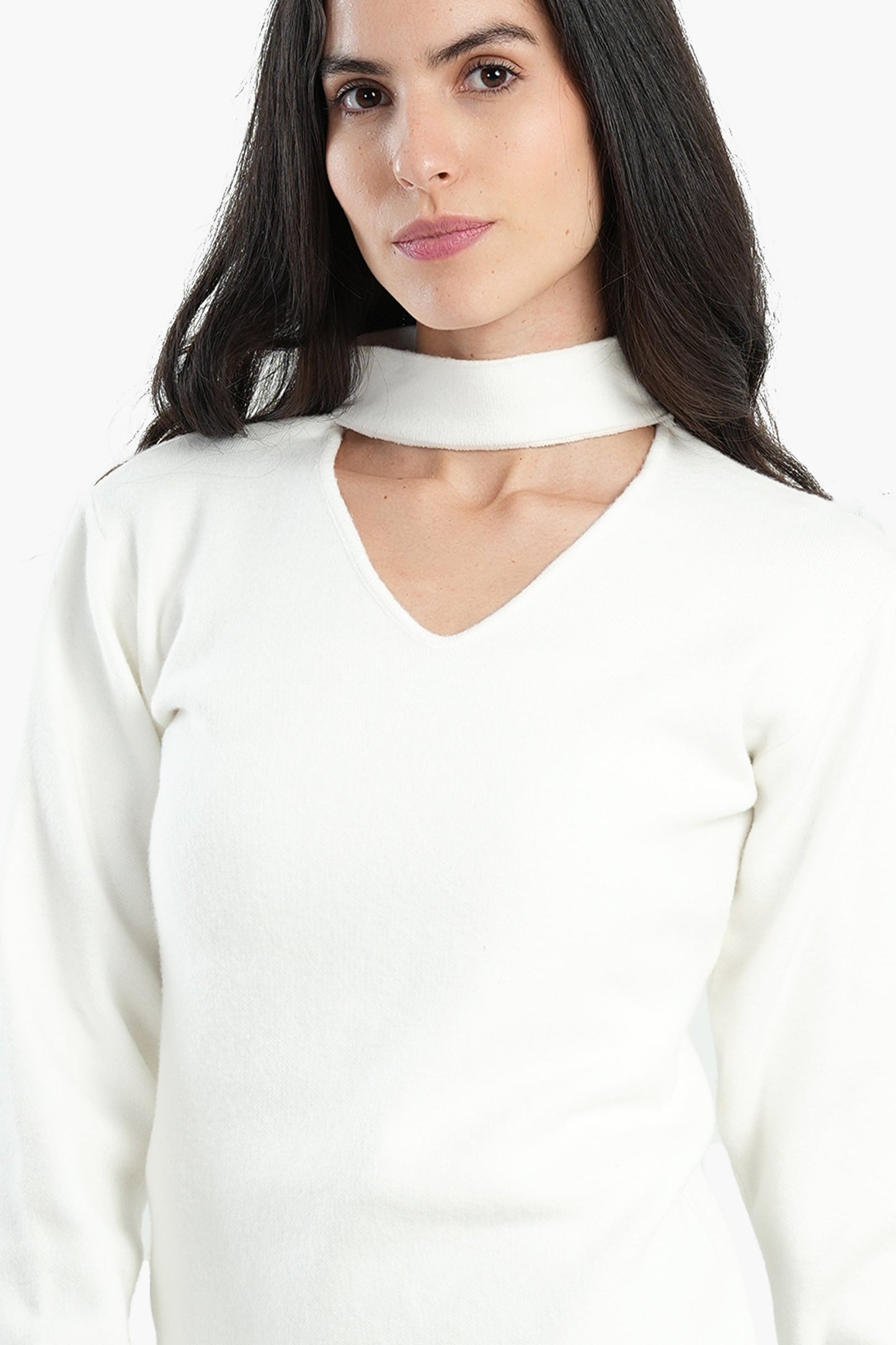 Choker Neck Knitted Jumper