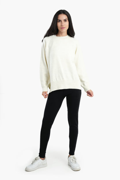 High Low Long Sleeves Pullover - Off White