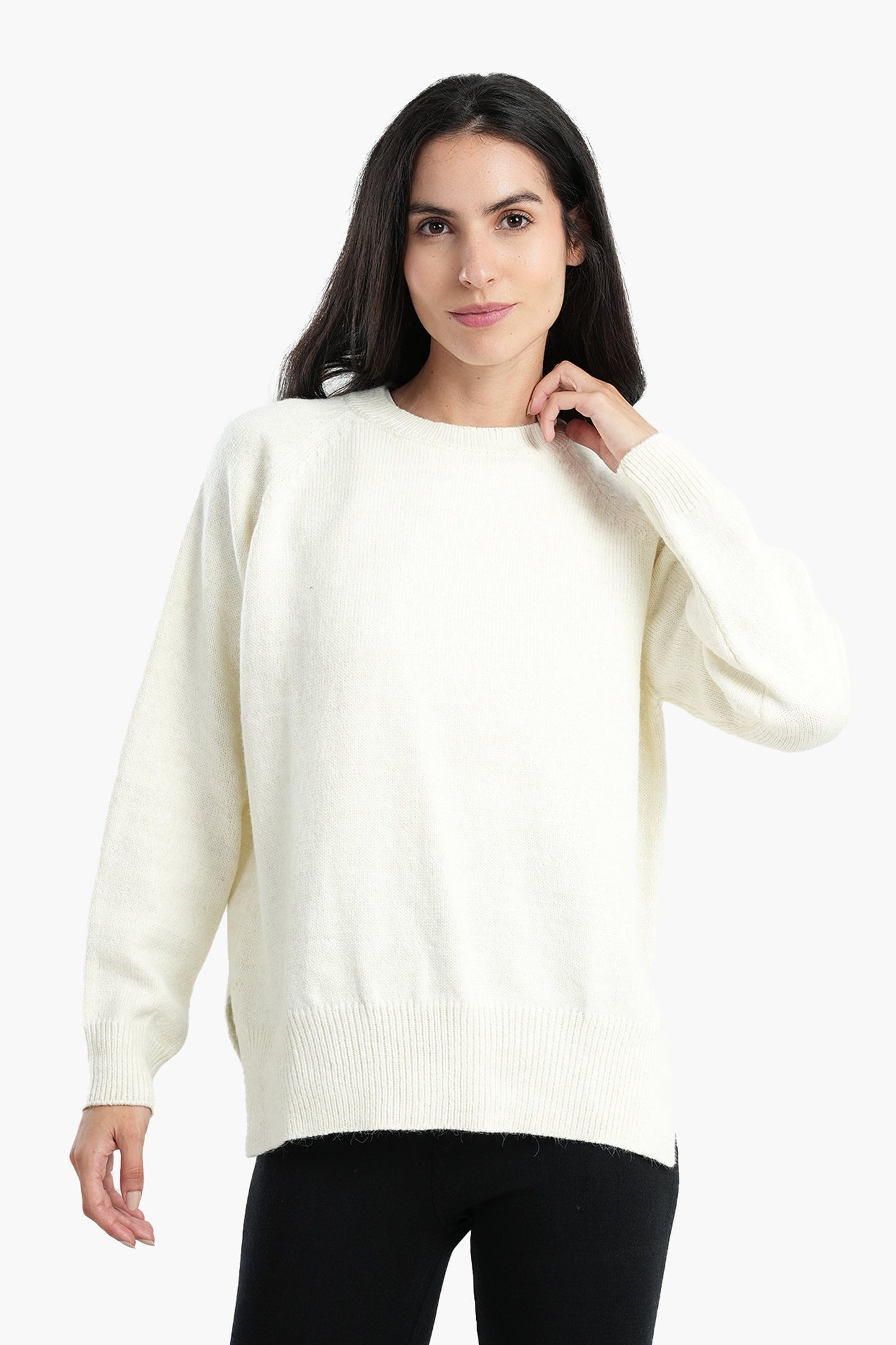 High Low Long Sleeves Pullover - Off White