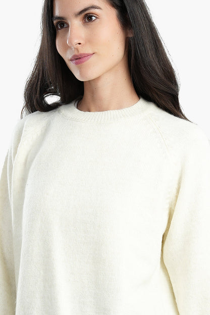 High Low Long Sleeves Pullover - Off White