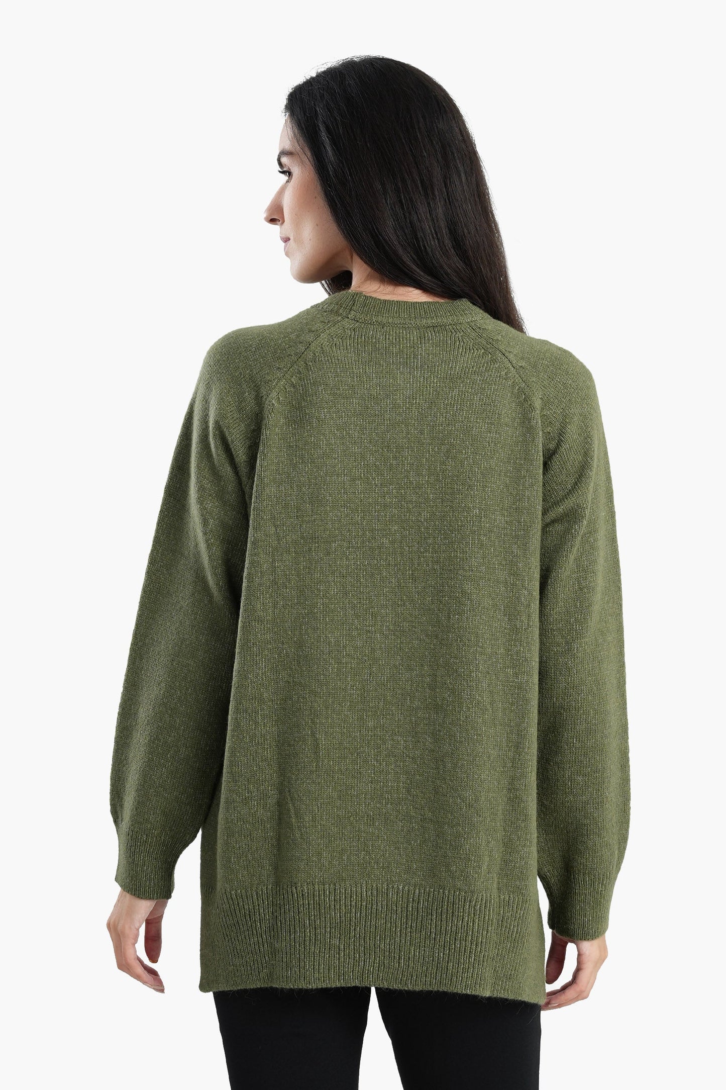 High Low Long Sleeves Pullover - Olive