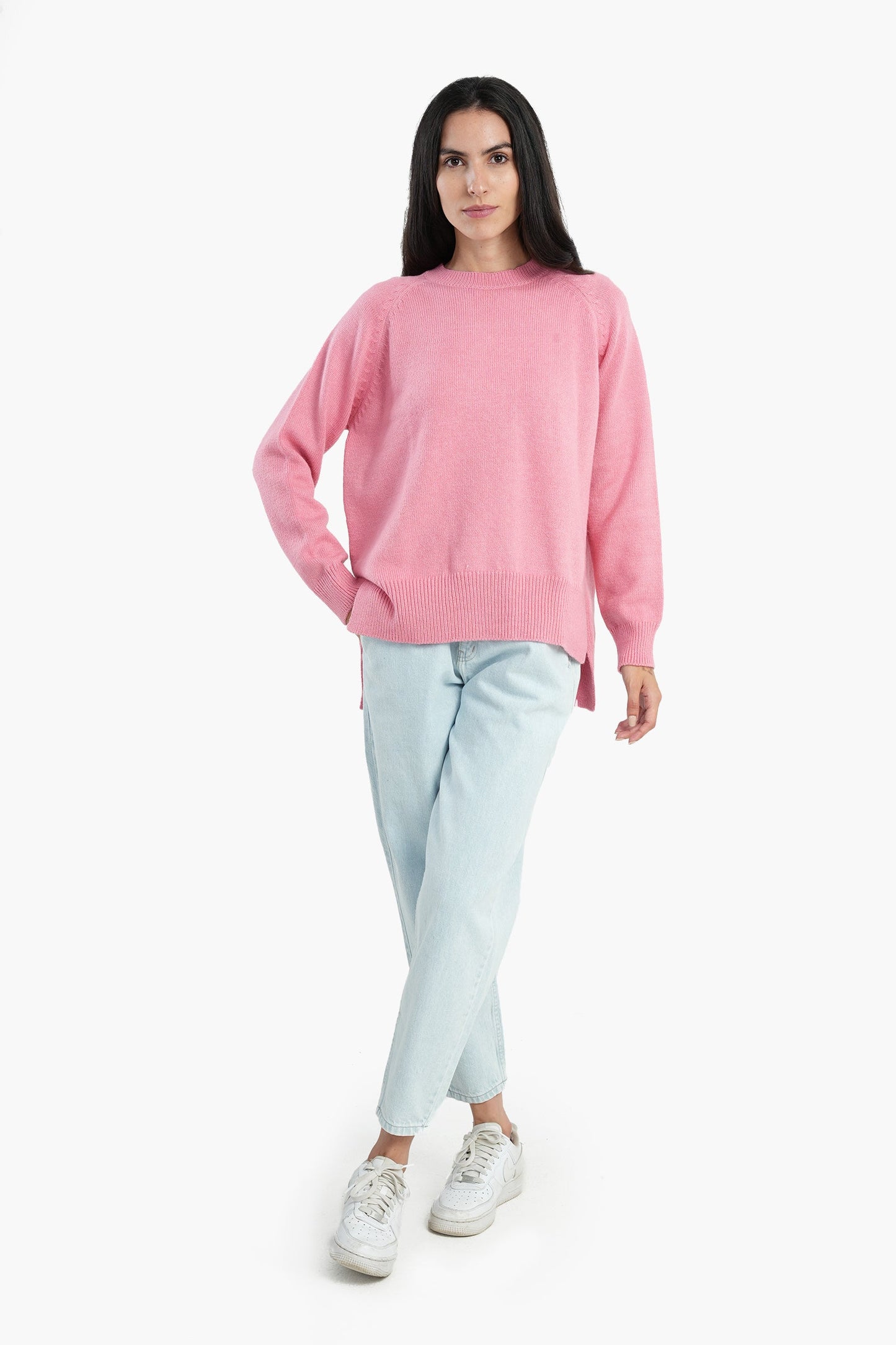 High Low Long Sleeves Pullover - Pink