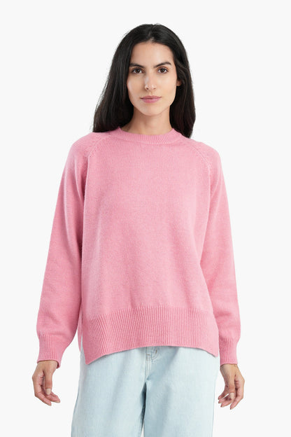 High Low Long Sleeves Pullover - Pink