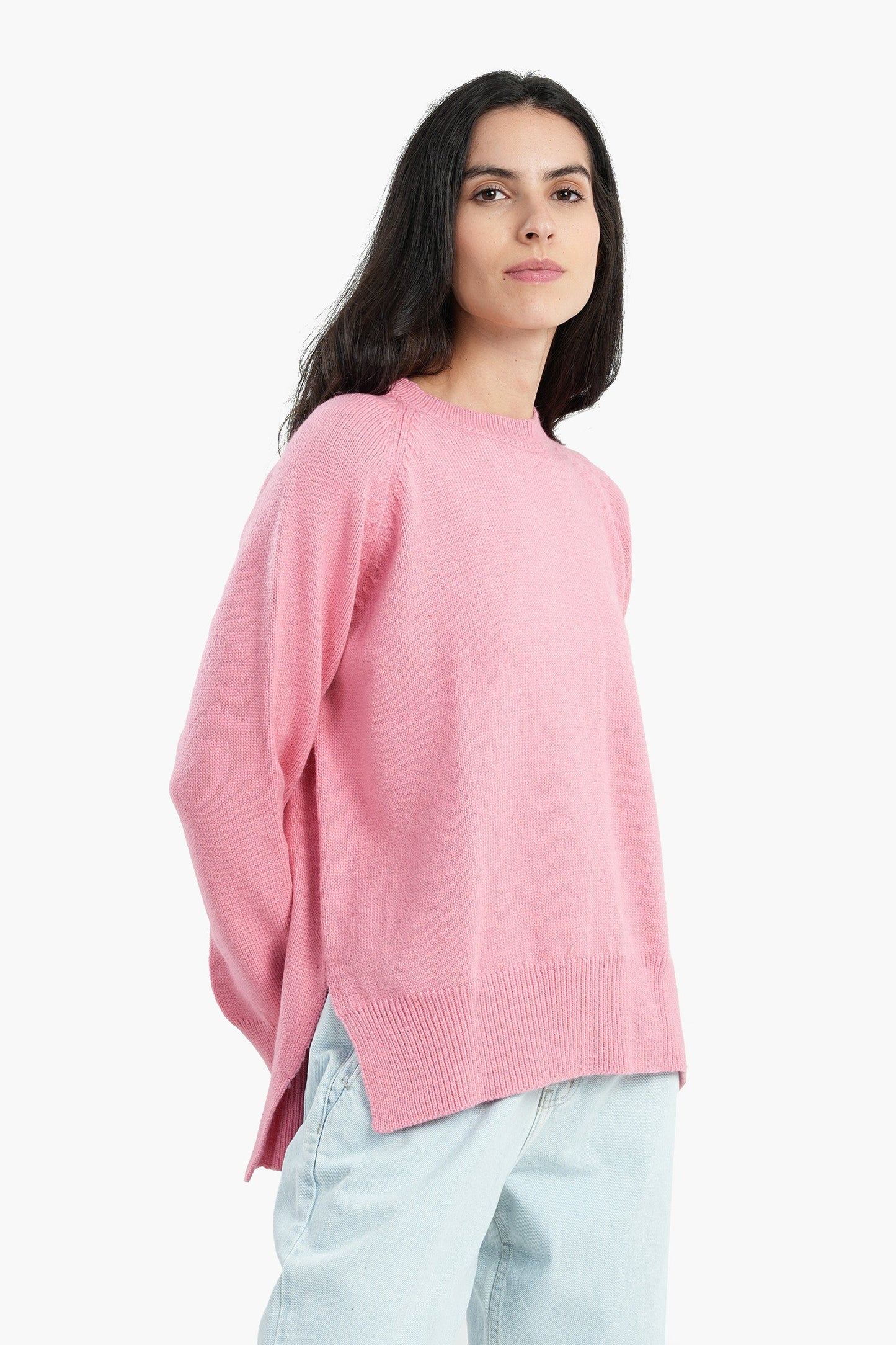 High Low Long Sleeves Pullover - Pink