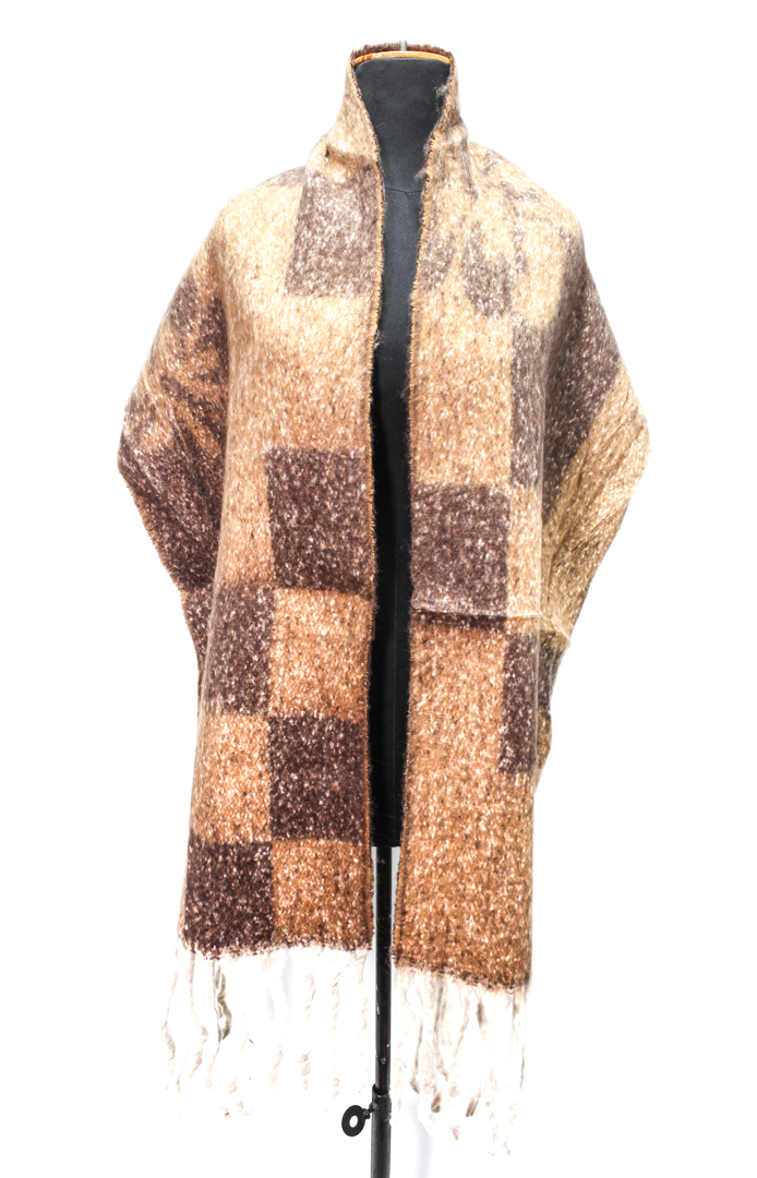 Canvas Checked Shawl – Brown & Beige