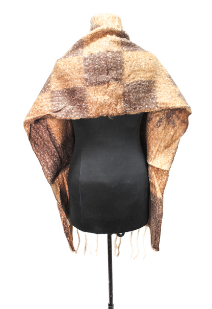 Canvas Checked Shawl – Brown & Beige