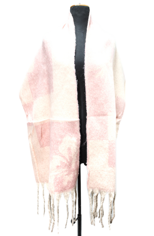 Canvas Checked Shawl – Light Pink & Cream