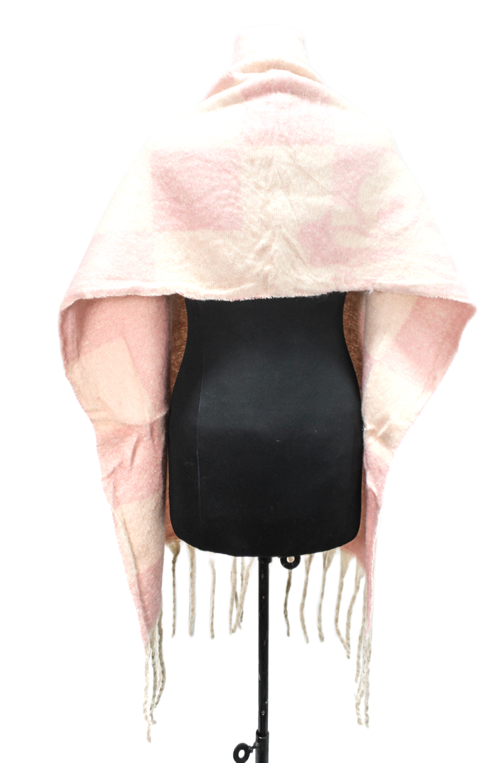 Canvas Checked Shawl – Light Pink & Cream